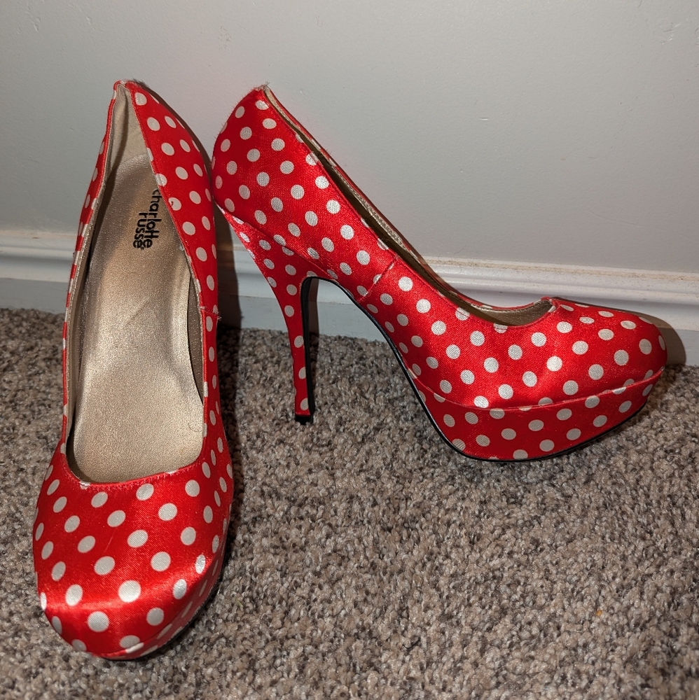 Red and white polka dot Heels